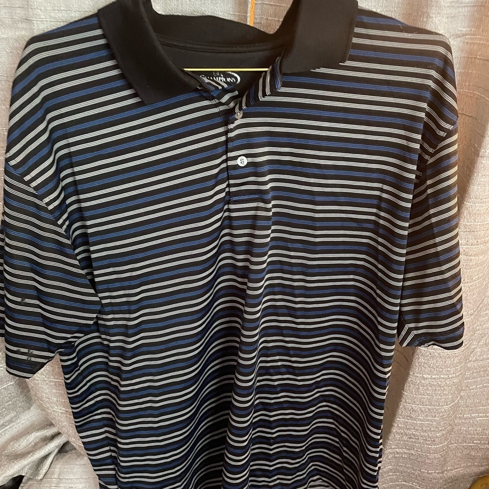 Champions Tour men’s blue white black polo dress top XXL